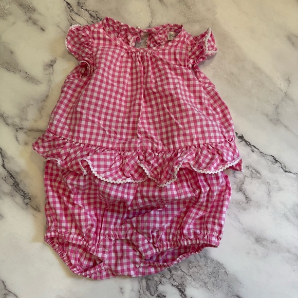 Tulip Sunshine Baby Girl Pink Gingham Cotton Romper main image 1